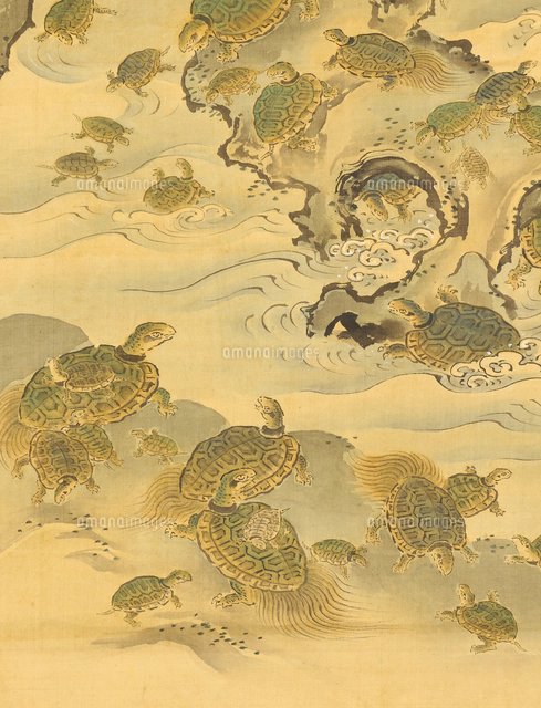 あなたにおすすめの商品 双幅 鶴亀松竹梅図（部分)[20076001484]の写真・イラスト素材 絵画