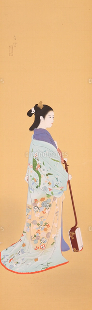 三味線美人図（部分）[20076002108]の写真・イラスト素材｜アマナ