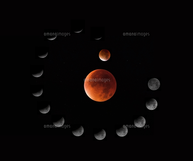 ロンドンのアマチュア天文学者 月食 合成写真 の写真素材 イラスト素材 アマナイメージズ