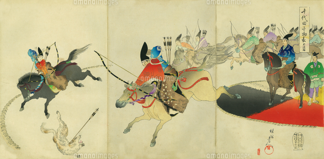 浮世絵 千代田之御表 犬追物[20086002223]の写真素材・イラスト素材｜アマナイメージズ
