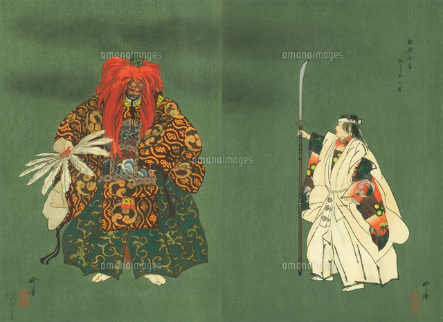 浮世絵 能楽百番 羽衣 の写真素材 イラスト素材 アマナイメージズ