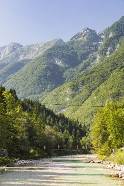 Slovenia Goriska Region Bovec A Popular Stretch Of The Soca River Known As Velika Korita の写真素材 イラスト素材 アマナイメージズ