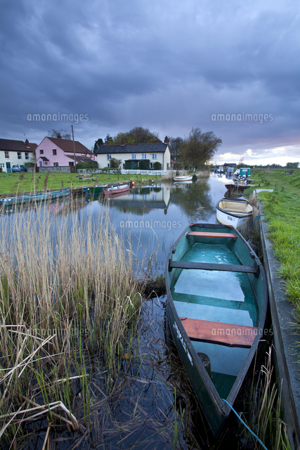 West Somerton Staithe on a stormy evening on the Norfolk Broads ...