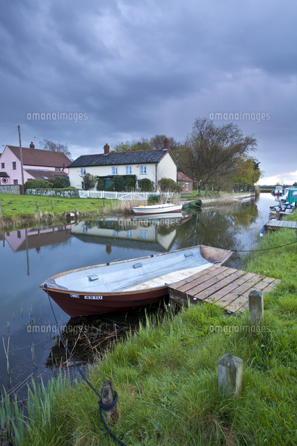 West Somerton Staithe on a stormy evening on the Norfolk Broads ...
