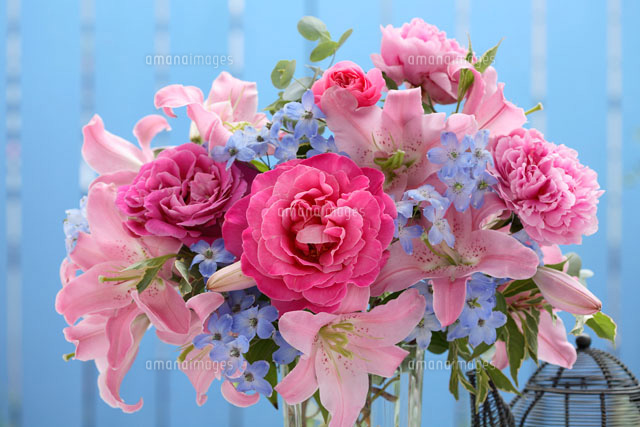 バラとユリのアレンジ の写真素材 イラスト素材 アマナイメージズ