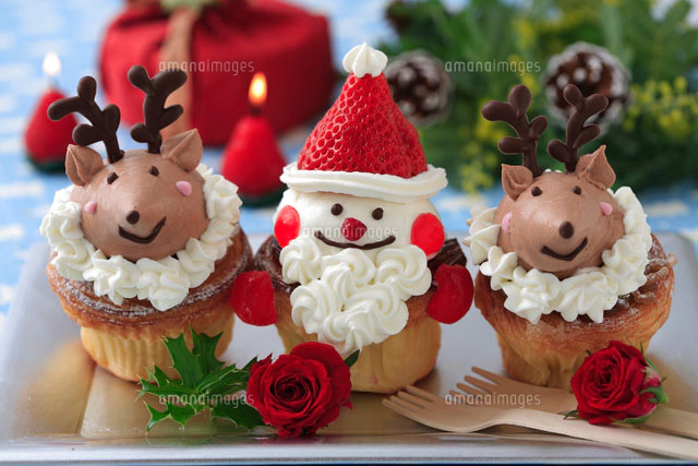 クリスマス☆トナカイ.サンタのカップケーキ クリスマス☆トナカイ.サンタのカップケーキ カップケーキ
