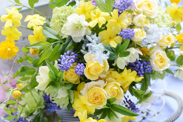 黄色いバラのフラワーアレンジメント[21002003949]の写真・イラスト