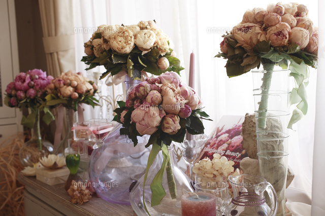 芍薬のアイスフラワー EMスタイル株式会社 ⁄ ピンク・紫芍薬 アイスフラワーブーケM