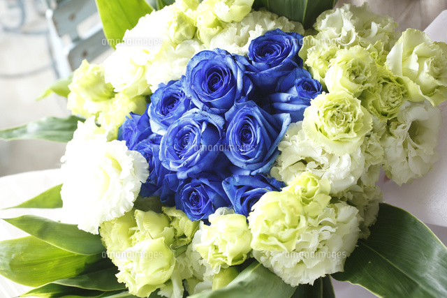 ブルーローズとトルコキキョウのブーケ の写真素材 イラスト素材 アマナイメージズ