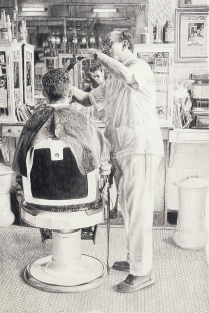 Barber Shop II, 2003 (pencil on paper)[22040134650]の写真 