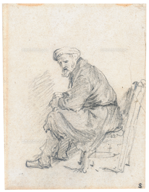 An old man. 鉛筆画