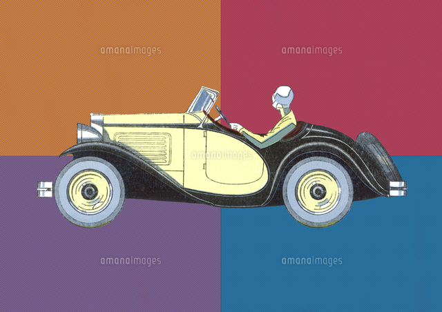 Driver In Vintage Sports Car の写真素材 イラスト素材 アマナイメージズ