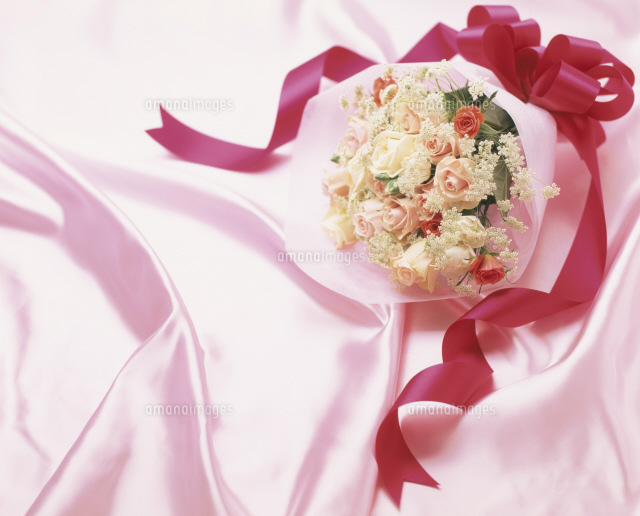 バラとかすみ草の花束 の写真素材 イラスト素材 アマナイメージズ