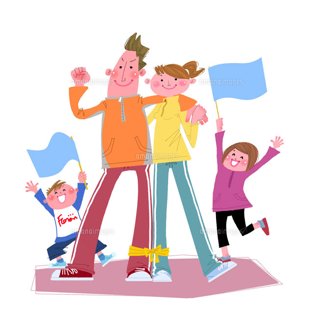 頑張ったお父さんと家族 の写真素材 イラスト素材 アマナイメージズ