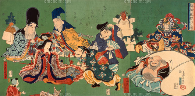 福神春遊びの図[22451008361]の写真・イラスト素材｜アマナイメージズ