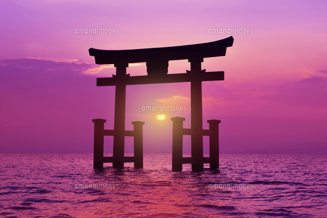 滋賀県 白鬚神社 朝景 の写真素材 イラスト素材 アマナイメージズ