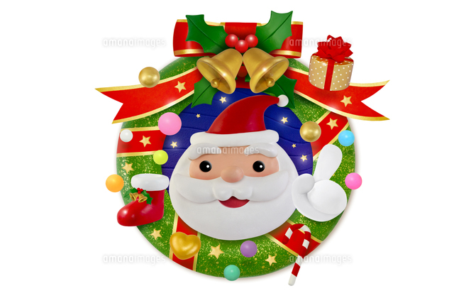 サンタのクリスマスリース の写真素材 イラスト素材 アマナイメージズ
