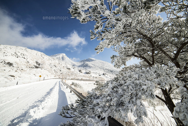 えびの高原から見た冬の韓国岳と硫黄山[22995000591]の写真・イラスト