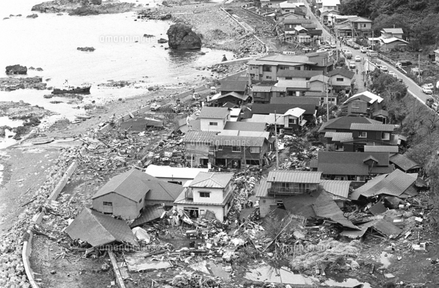 日本海中部地震 津波に襲われた秋田県八森町の惨状＝1983（昭和