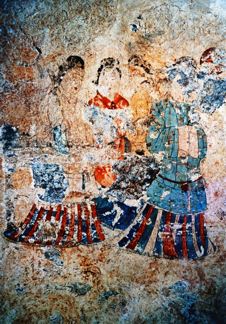 高松塚古墳の壁画公開、西壁に描かれていた白虎＝奈良県明日香村