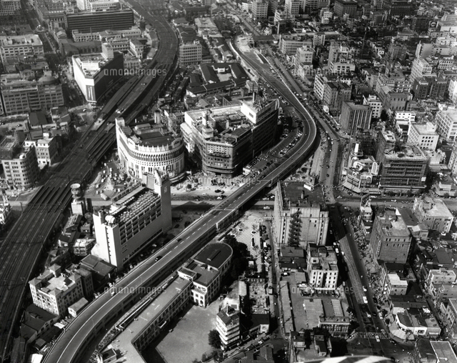 空から見た有楽町、東京高速道路（昭和34年）【要事前申請
