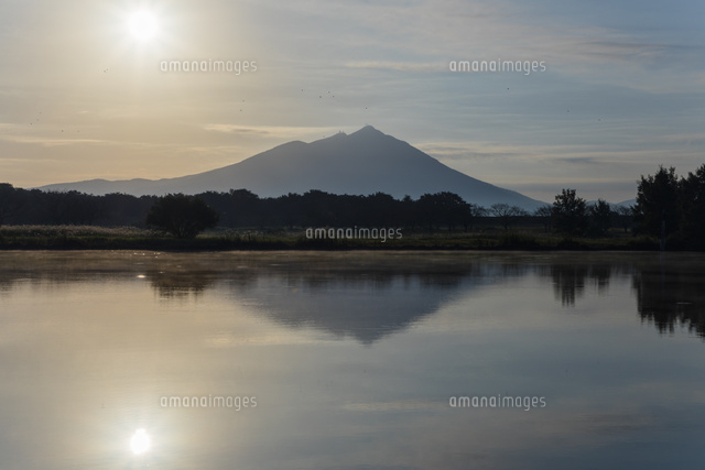 母子島遊水地から望む朝の筑波山 の写真素材 イラスト素材 アマナイメージズ