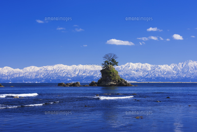 ★立山連峰と雨晴海岸・肉筆油彩画・F6キャンバス ☆立山連峰と雨晴海岸・肉筆油彩画・F6キャンバス