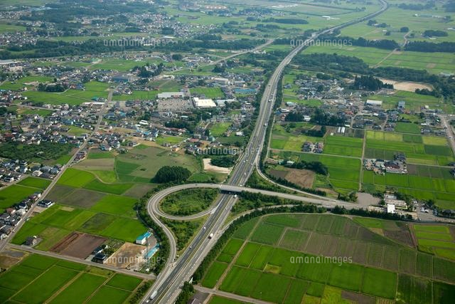花巻南ic 東北自動車道 空撮 の写真素材 イラスト素材 アマナイメージズ
