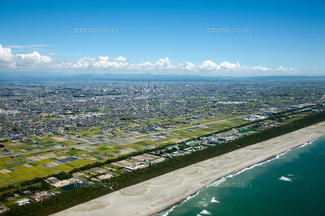 遠州灘、米津の浜付近より浜松市街地[25397008701]の写真・イラスト