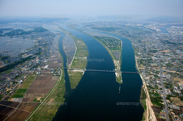利根川大橋より利根川、常陸利根川、黒部川分岐地点[25397009406]の