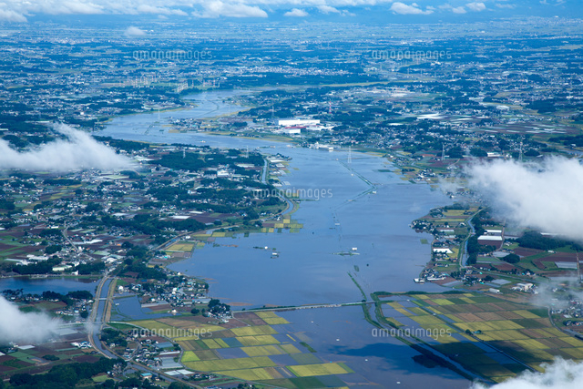 東日本豪雨の大雨により川が溢れた五郎兵衛新田町周辺[25397013961]の