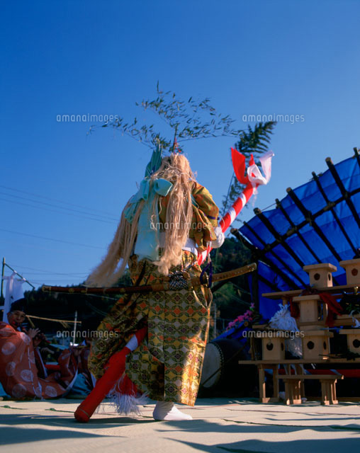 ♪猿面神楽の衣装江戸茨城、西金砂郷神社祭礼