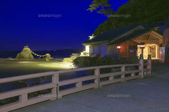 二見興玉神社と夫婦岩夜景 二見浦[25488036679]の写真・イラスト素材
