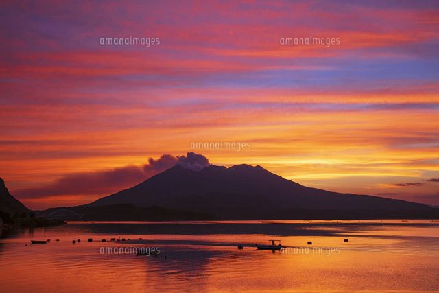 桜島と夕焼雲[25488041302]の写真・イラスト素材｜アマナイメージズ