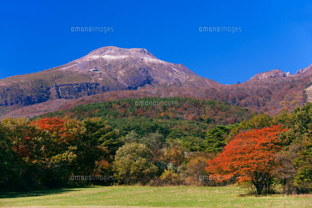 紅葉の那須高原より茶臼岳(那須岳)[25516029394]の写真・イラスト素材  