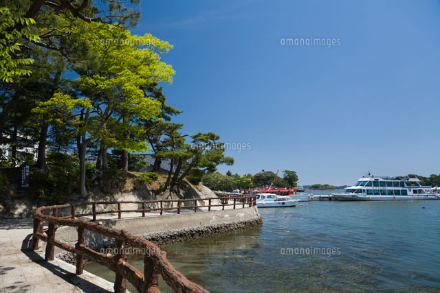 松島 観光桟橋前 水彩画(額入)