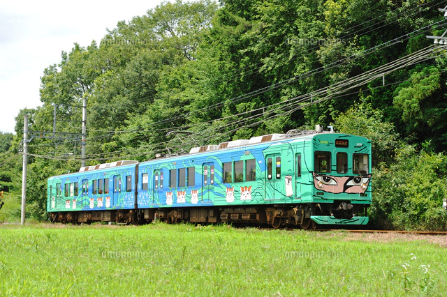 伊賀鉄道の200系忍者電車（青忍者ラッピング車）[25668001725]の写真