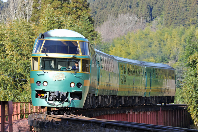 カーブを曲がるキハ72系特急ゆふいんの森[25668001938]の写真