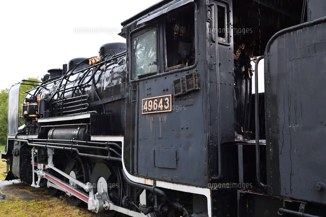 卯原内交通公園に静態保存されている49643号機と能取湖[25668004106]の