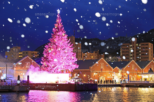 はこだてクリスマスファンタジーと雪 の写真素材 イラスト素材 アマナイメージズ