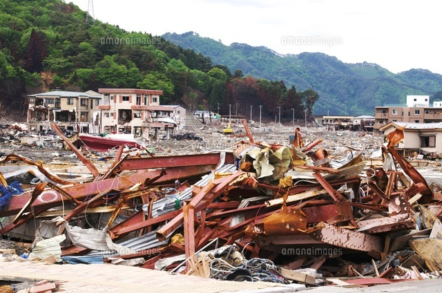東日本大震災の津波で壊された大槌町市街地[26120008712]の写真