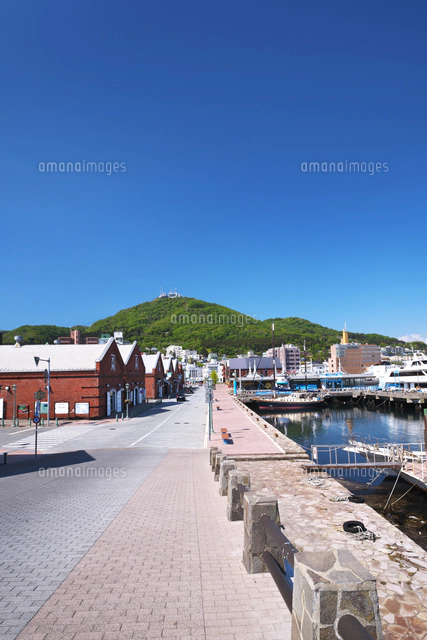 函館山と赤レンガ倉庫群と函館港[26120070833]の写真・イラスト素材