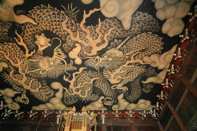 建仁寺の法堂の双龍図[26121046649]の写真・イラスト素材｜アマナ