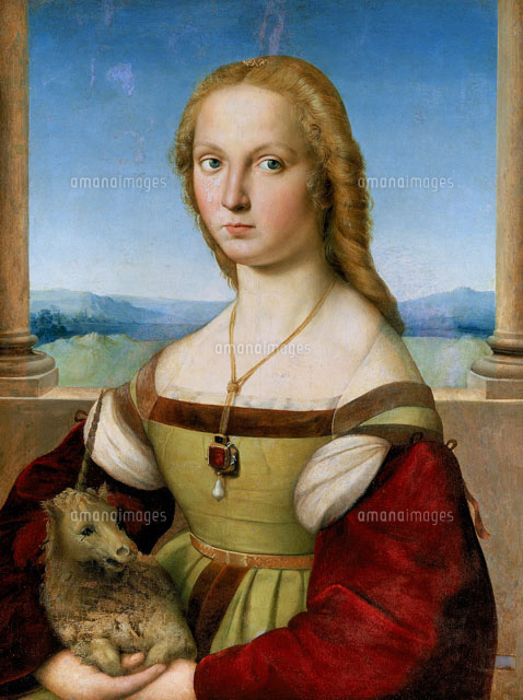 美しい肖像画・ポートレート 絵画 女性 Portrait of Maddalena Strozzi known as ”Lady with Unicorn