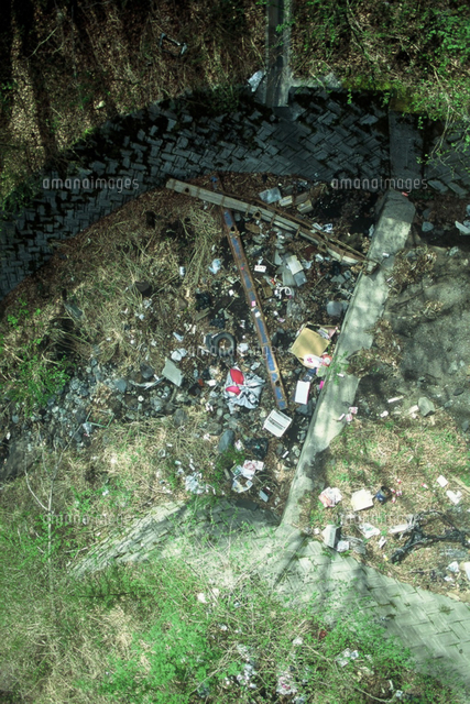 沢に捨てられたゴミ の写真素材 イラスト素材 アマナイメージズ