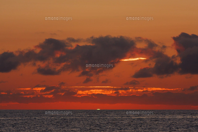 小笠原の海に沈む夕日（グリーンフラッシュ）[32282002278]の写真
