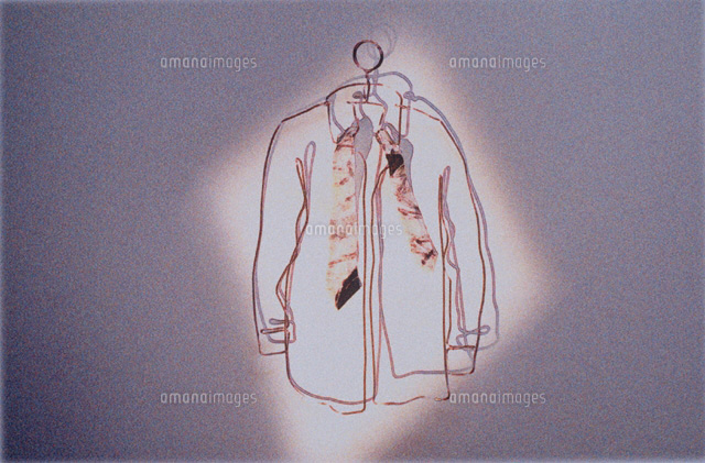 針金のワイシャツとネクタイとハンガー イラスト の写真素材 イラスト素材 アマナイメージズ