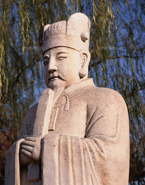 明の十三陵 文官の石像 11月 中国[01109005855]の写真・イラスト素材