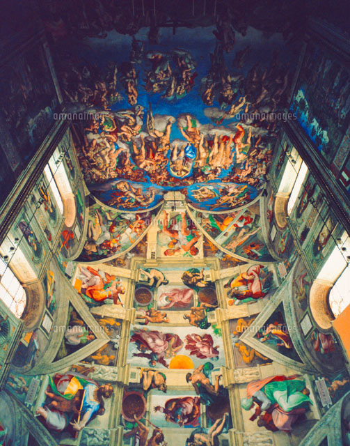 システィーナ礼拝堂の天井壁画 バチカン イタリア の写真素材 イラスト素材 アマナイメージズ