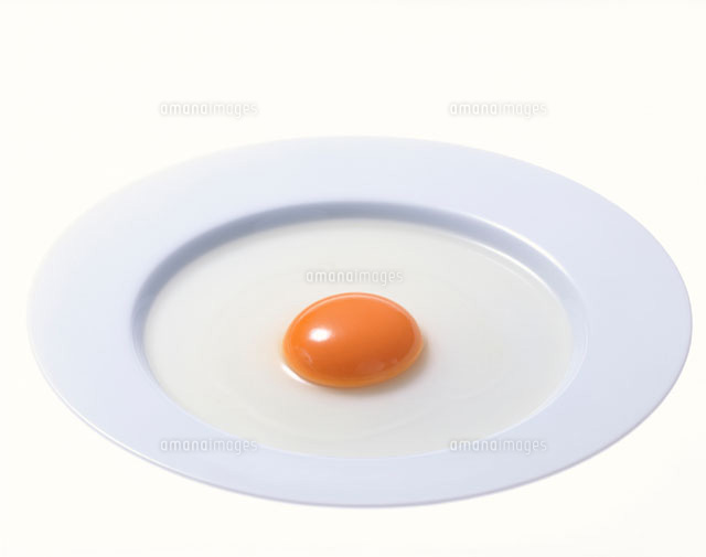 白い皿に盛った生卵 の写真素材 イラスト素材 アマナイメージズ